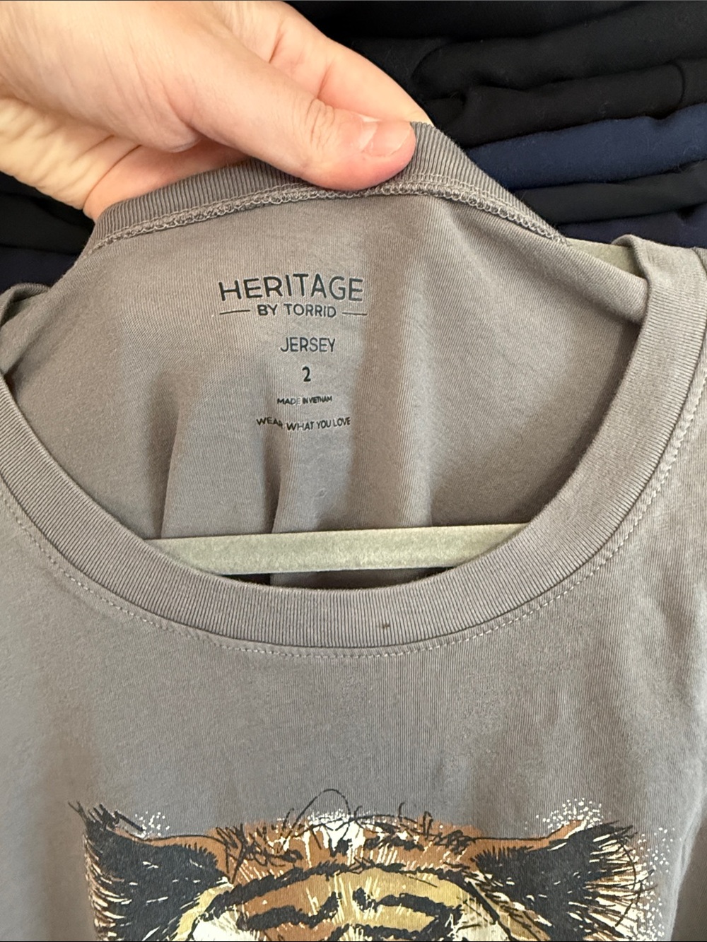 torrid Gray Short Sleeve Tee with Colorful Roaring Tiger Graphic - Picture 2 of 3